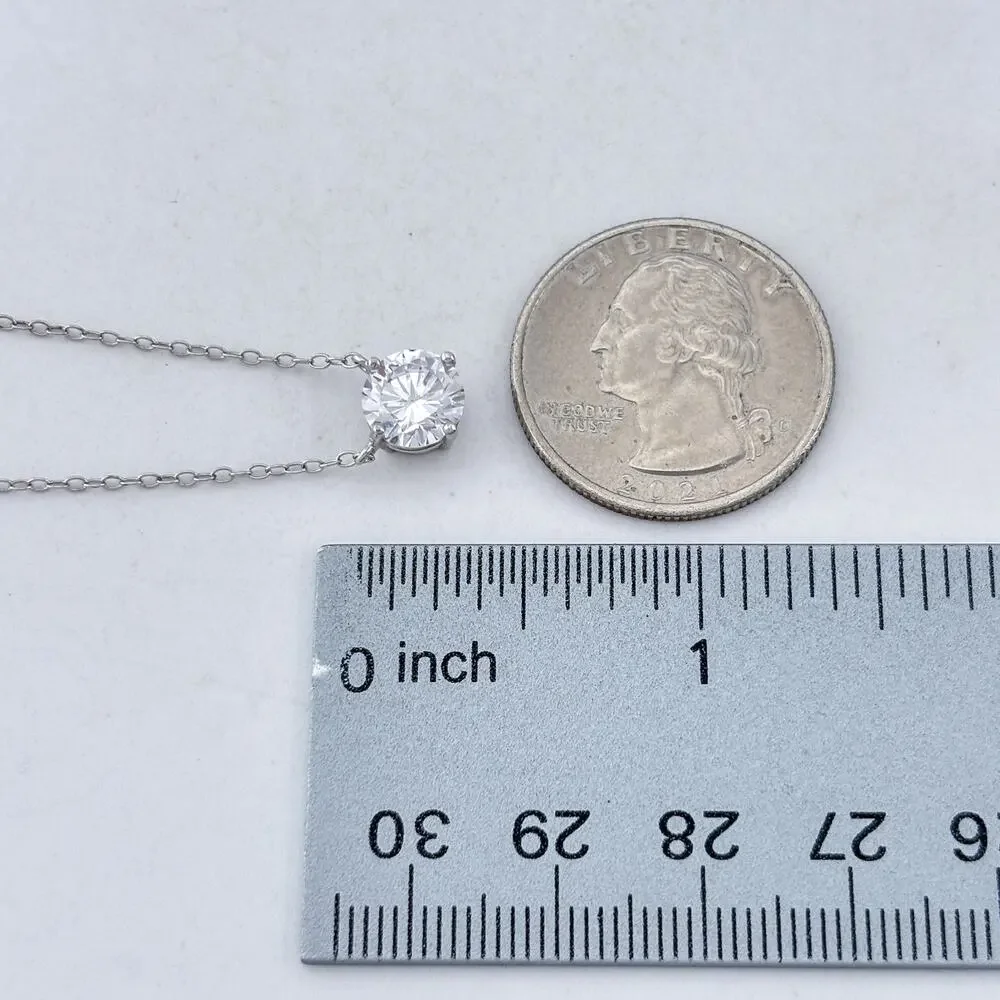 Vintage Sterling Silver 925 Cubic Zirconia Pendant Necklace 16